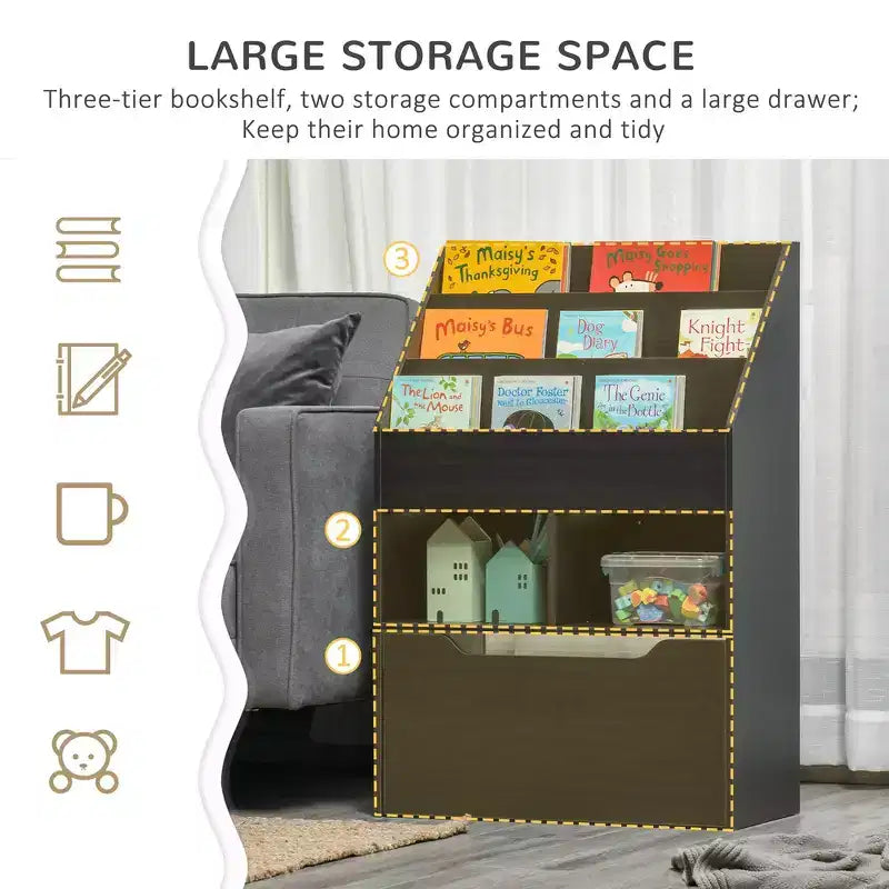 Étagère-bibliothèque multi-niveaux Whisen pour enfants avec tiroir de rangement, cadeau pour enfants
