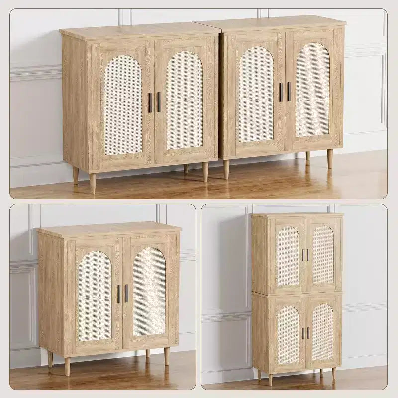 Meuble Buffet de Rangement, Buffet Commode avec 2 Portes et Étagères Réglables (2 pièces)