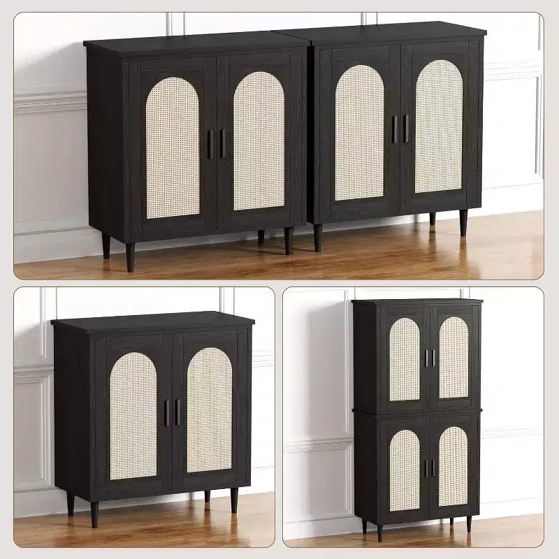 Meuble Buffet de Rangement, Buffet Commode avec 2 Portes et Étagères Réglables (2 pièces)