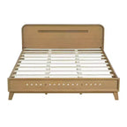 Cadre de lit King/Queen, Cadre de lit plateforme en pin massif, Sommier tapissier non requis, Jaune rustique - ModernLuxe
