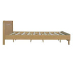 Cadre de lit King/Queen, Cadre de lit plateforme en pin massif, Sommier tapissier non requis, Jaune rustique - ModernLuxe