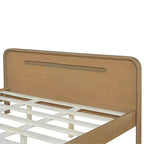Cadre de lit King/Queen, Cadre de lit plateforme en pin massif, Sommier tapissier non requis, Jaune rustique - ModernLuxe