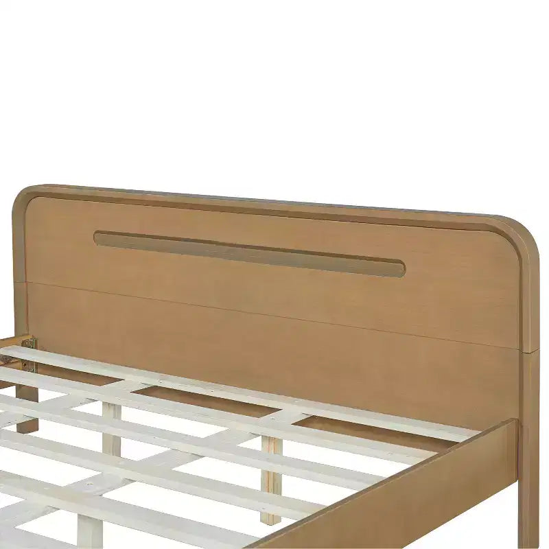 Cadre de lit King/Queen, Cadre de lit plateforme en pin massif, Sommier tapissier non requis, Jaune rustique - ModernLuxe