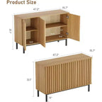 Bahut de buffet avec rangement et portes cannelées, meuble de rangement en bois sur pieds