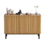 Bahut de buffet avec rangement et portes cannelées, meuble de rangement en bois sur pieds