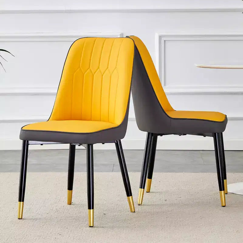 Chaises de salle à manger Zeus & Ruta 2 pièces avec coussin en PU et pieds en métal, idéales pour la cuisine, la salle à manger et le salon