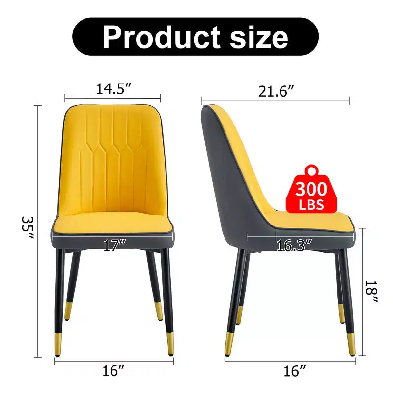 Chaises de salle à manger Zeus & Ruta 2 pièces avec coussin en PU et pieds en métal, idéales pour la cuisine, la salle à manger et le salon
