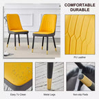 Chaises de salle à manger Zeus & Ruta 2 pièces avec coussin en PU et pieds en métal, idéales pour la cuisine, la salle à manger et le salon