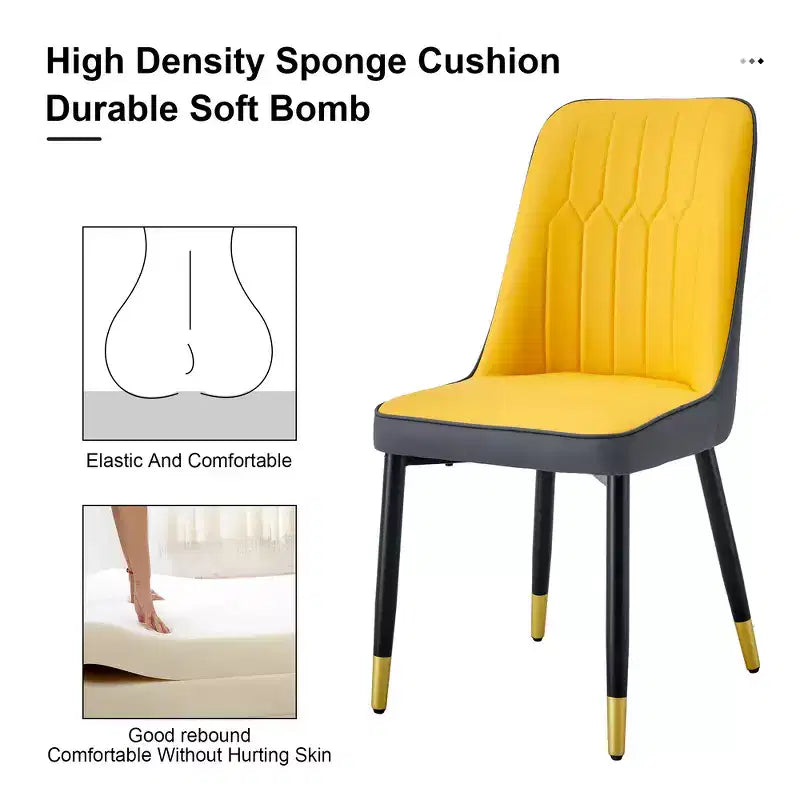 Chaises de salle à manger Zeus & Ruta 2 pièces avec coussin en PU et pieds en métal, idéales pour la cuisine, la salle à manger et le salon