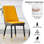 Chaises de salle à manger Zeus & Ruta 2 pièces avec coussin en PU et pieds en métal, idéales pour la cuisine, la salle à manger et le salon