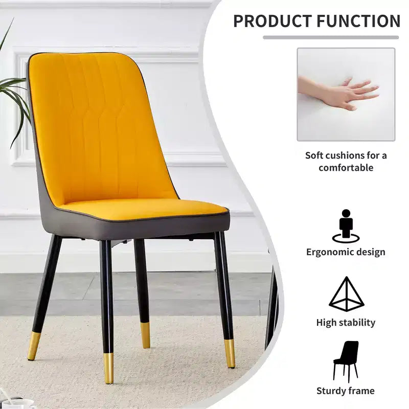 Chaises de salle à manger Zeus & Ruta 2 pièces avec coussin en PU et pieds en métal, idéales pour la cuisine, la salle à manger et le salon