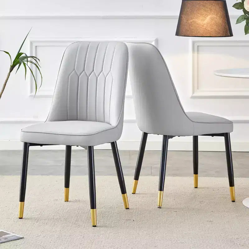 Chaises de salle à manger Zeus & Ruta 2 pièces avec coussin en PU et pieds en métal, idéales pour la cuisine, la salle à manger et le salon