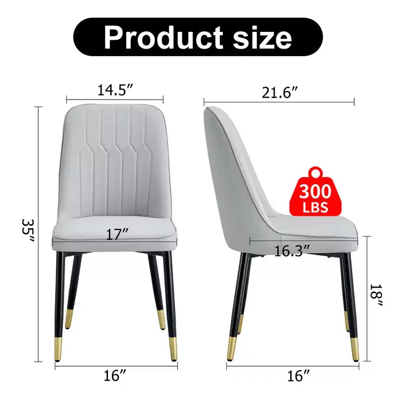 Chaises de salle à manger Zeus & Ruta 2 pièces avec coussin en PU et pieds en métal, idéales pour la cuisine, la salle à manger et le salon