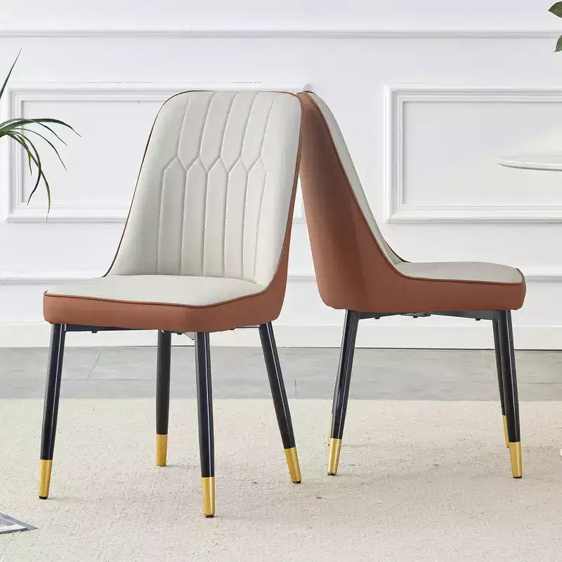 Chaises de salle à manger Zeus & Ruta 2 pièces avec coussin en PU et pieds en métal, idéales pour la cuisine, la salle à manger et le salon