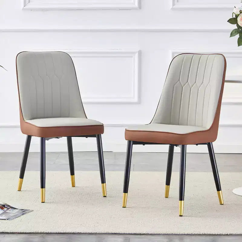 Chaises de salle à manger Zeus & Ruta 2 pièces avec coussin en PU et pieds en métal, idéales pour la cuisine, la salle à manger et le salon