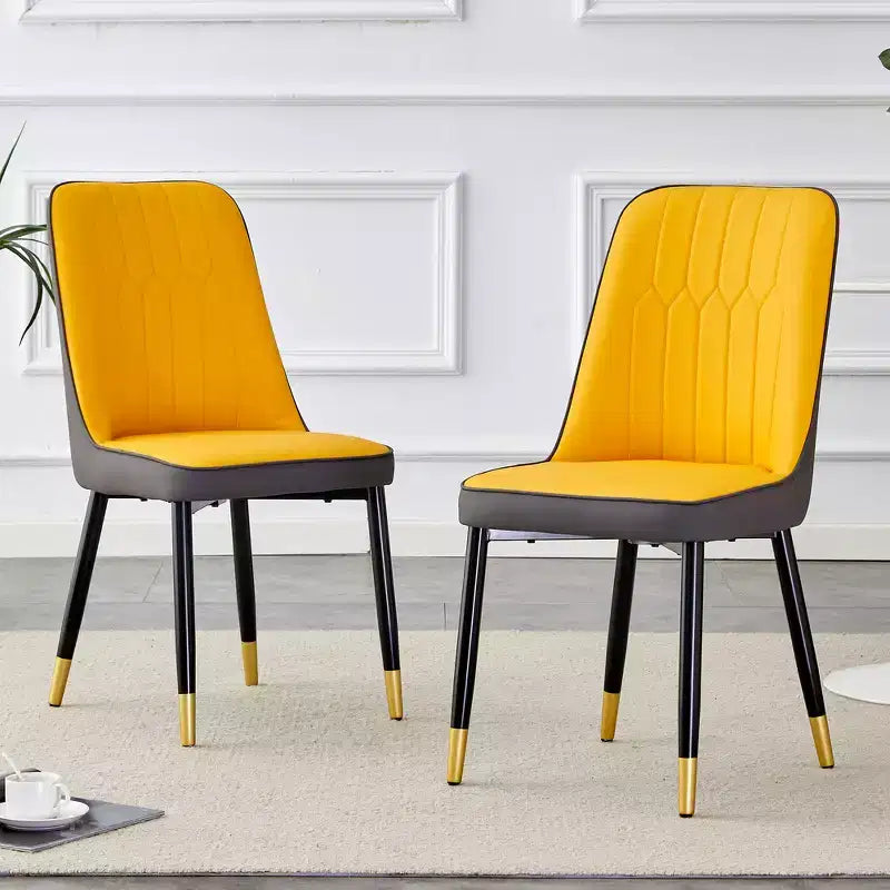 Chaises de salle à manger Zeus & Ruta 2 pièces avec coussin en PU et pieds en métal, idéales pour la cuisine, la salle à manger et le salon