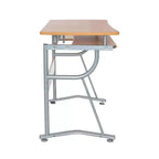 Bureau informatique compact avec étagère latérale et tablette clavier, cerisier