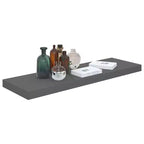 Étagère murale MDF gris laqué, métal, 80 cm de long