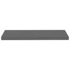 Étagère murale MDF gris laqué, métal, 80 cm de long