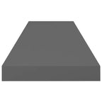 Étagère murale MDF gris laqué, métal, 80 cm de long