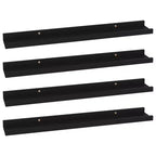 Étagère Murale Lot de 4 MDF Noir 60x9x3 cm Fixation Murale