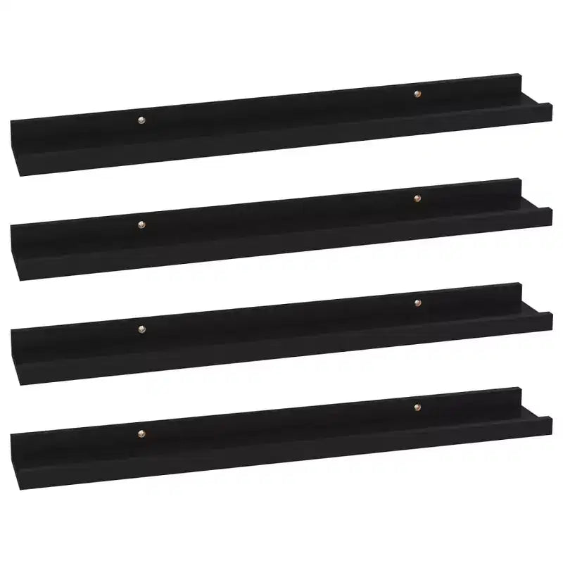Étagère Murale Lot de 4 MDF Noir 60x9x3 cm Fixation Murale