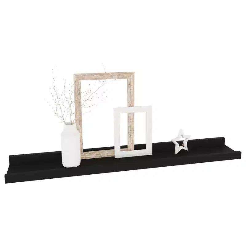 Étagère Murale Lot de 4 MDF Noir 60x9x3 cm Fixation Murale