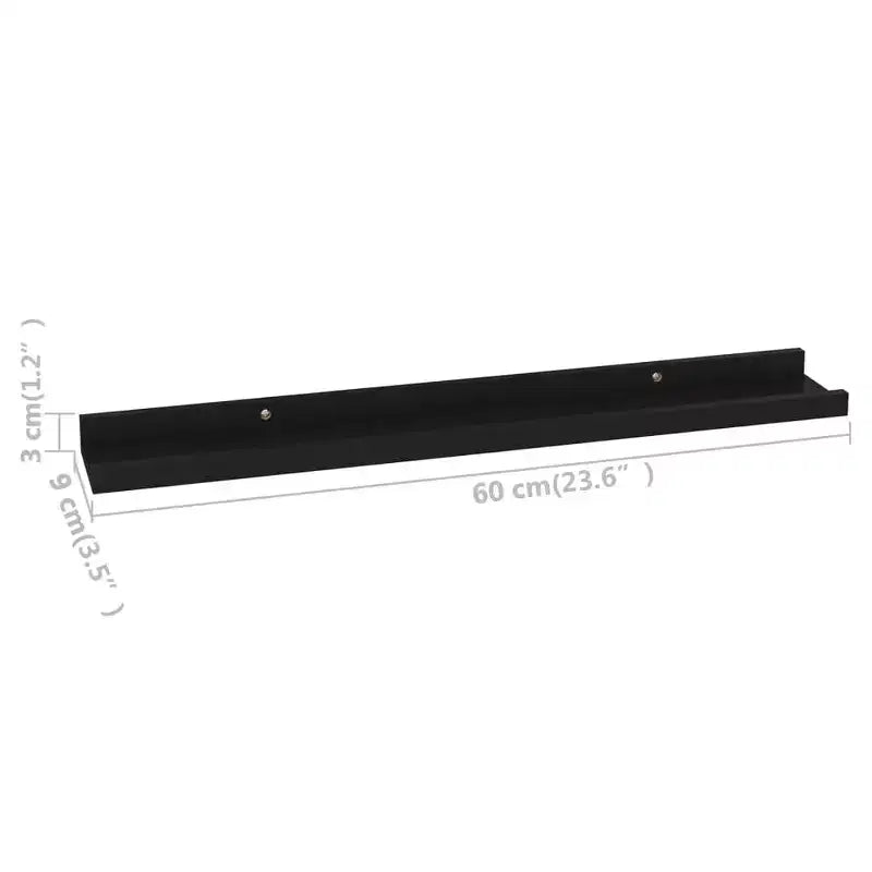 Étagère Murale Lot de 4 MDF Noir 60x9x3 cm Fixation Murale