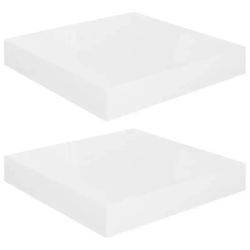 Étagère murale, lot de 2, blanc brillant, nid d'abeille, MDF, métal, petite