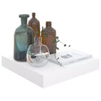 Étagère murale, lot de 2, blanc brillant, nid d'abeille, MDF, métal, petite