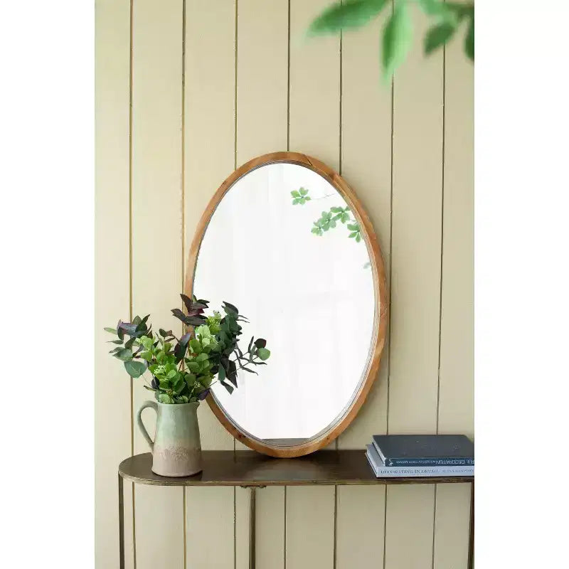 Okak Farmhouse Miroir Mural Décoratif de Diverses Formes pour Entrée, Salle de Bain, Miroir de Coiffeuse en Bois Massif pour Chambre à Coucher
