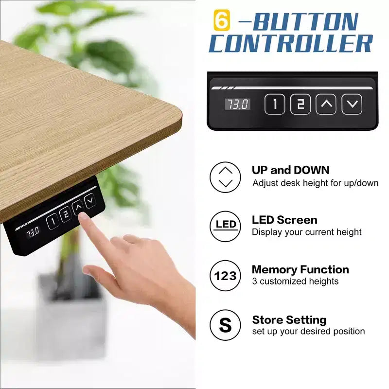 Celebalcony Bureau debout réglable en hauteur 71", Bureaux d'ordinateur avec préréglage de mémoire, Plateau de table en plusieurs parties, Cadre noir