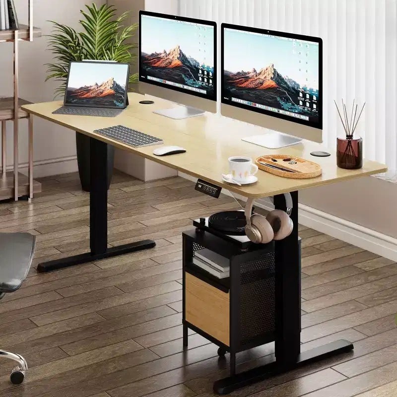 Celebalcony Bureau debout réglable en hauteur 71", Bureaux d'ordinateur avec préréglage de mémoire, Plateau de table en plusieurs parties, Cadre noir