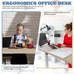 Bureau assis-debout réglable en hauteur Celebalcony 71'', bureaux d'ordinateur avec préréglages de mémoire, plateau de table épissé, cadre blanc