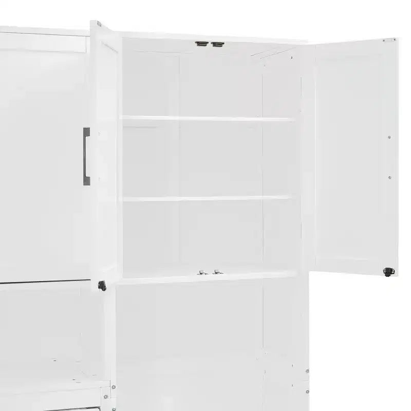 Lit escamotable double avec tiroirs et bureau, cadre de lit mural avec armoire de rangement et étagères, lit escamotable double pour bureau à domicile