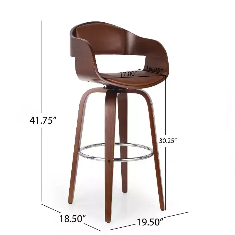 Okak 30 tabourets de bar modernes hauteur comptoir 1 PC, tabourets de comptoir pivotants en forme de coquille avec accoudoir pour la maison, le pub, l'îlot de cuisine