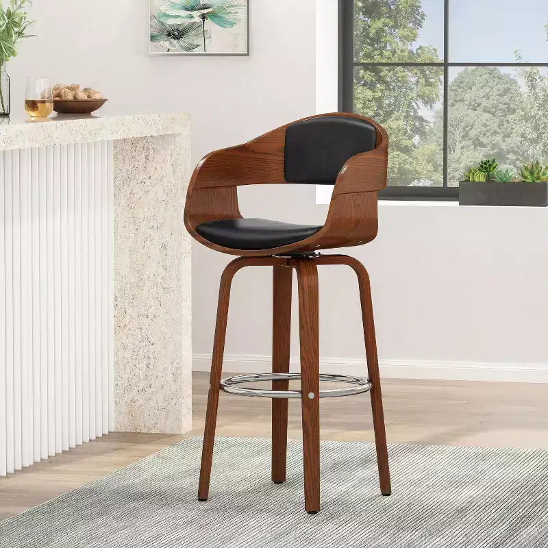 Okak 30 tabourets de bar modernes hauteur comptoir 1 PC, tabourets de comptoir pivotants en forme de coquille avec accoudoir pour la maison, le pub, l'îlot de cuisine
