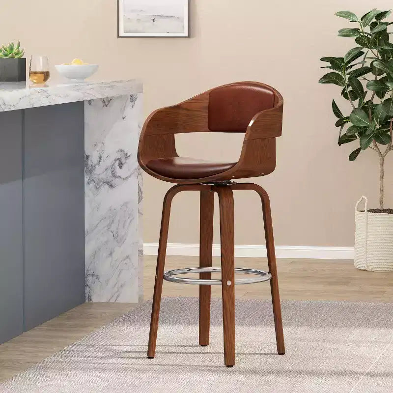 Okak 30 Modern Counter Height Bar Stools 1 PC, Swivel Shell-Shaped Counter Stools with Armrest for Home, Pub, Kitchen Island