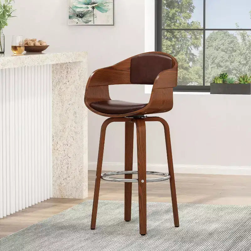 Okak 30 tabourets de bar modernes hauteur comptoir 1 PC, tabourets de comptoir pivotants en forme de coquille avec accoudoir pour la maison, le pub, l'îlot de cuisine