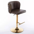 Tabourets de bar pivotants Okak avec hauteur d'assise réglable, lot de 2, tabourets de bar à hauteur de comptoir rembourrés avec dossier capitonné pour pub à domicile