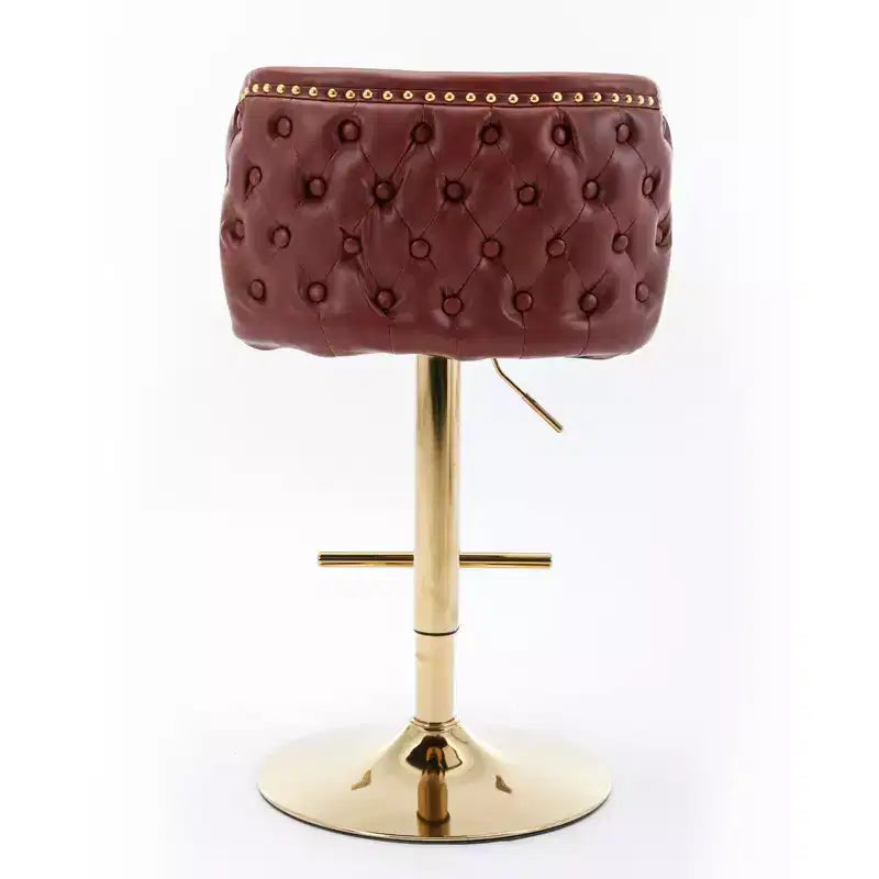 Tabourets de bar pivotants Okak avec hauteur d'assise réglable, lot de 2, tabourets de bar à hauteur de comptoir rembourrés avec dossier capitonné pour pub à domicile