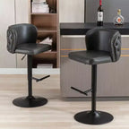 Tabourets de bar pivotants Okak avec hauteur d'assise réglable, lot de 2, tabourets de bar à hauteur de comptoir rembourrés avec dossier capitonné pour pub à domicile