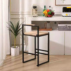 Okak 25 Tabourets de bar en corde de papier tressée avec dossier et repose-pieds, lot de 2, Tabourets de comptoir pour table à manger et îlot de cuisine, Naturel