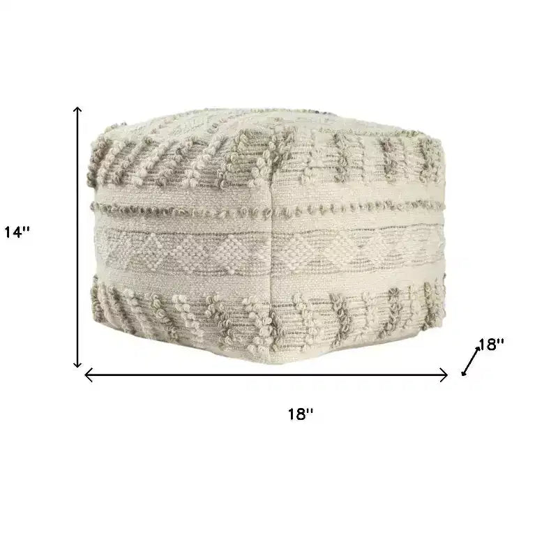 HomeRoots Pouf Ottomane Rayé Coton et Laine Ivoire et Naturel 18