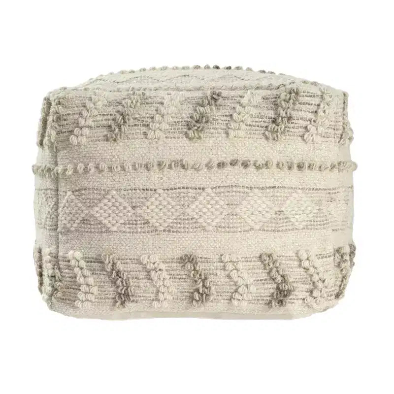 HomeRoots Pouf Ottomane Rayé Coton et Laine Ivoire et Naturel 18