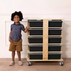 Tour de rangement mobile à 20 compartiments ECR4Kids et 20 bacs de rangement, 5x4, Meubles pour enfants