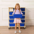 Tour de rangement mobile à 20 compartiments ECR4Kids et 20 bacs de rangement, 5x4, Meubles pour enfants