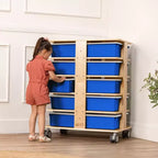 Tour de rangement mobile à 20 compartiments ECR4Kids et 20 bacs de rangement, 5x4, Meubles pour enfants