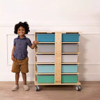 Tour de rangement mobile à 20 compartiments ECR4Kids et 20 bacs de rangement, 5x4, Meubles pour enfants