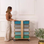 Tour de rangement mobile à 20 compartiments ECR4Kids et 20 bacs de rangement, 5x4, Meubles pour enfants